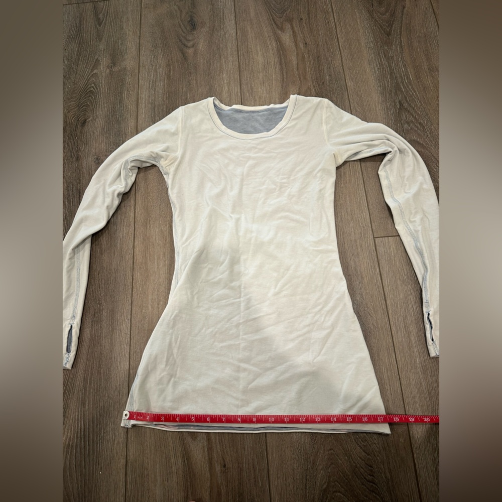 Lululemon Cream and grey reversible Long Sleeve Women's Top